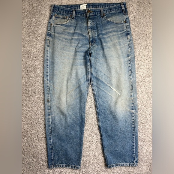 Carhartt Jeans Mens 40 x 30 Relaxed Fit Work Utility Style B17 DST Rugged Holes - Picture 1 of 6